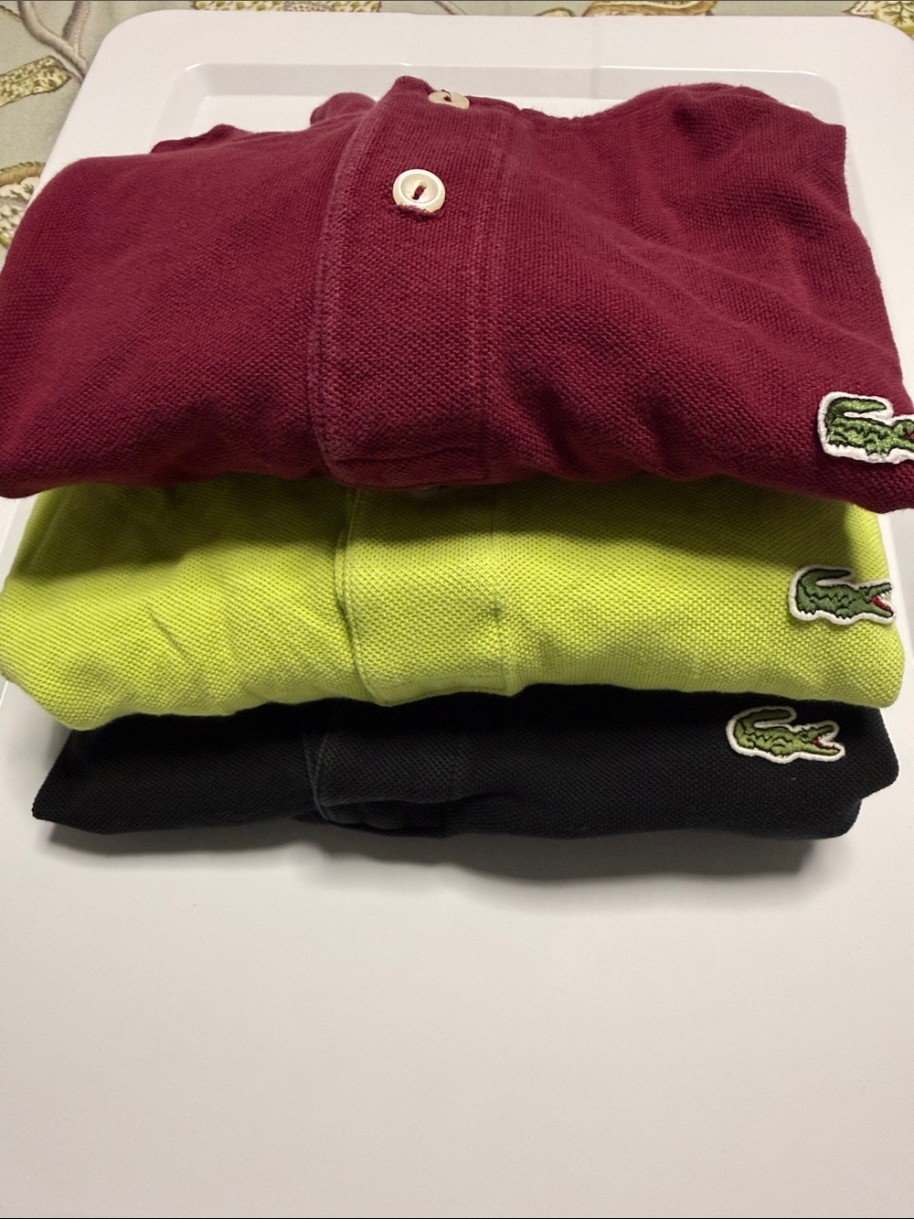 3 Lacoste Polo Pack - Maroon, Lime, Black
